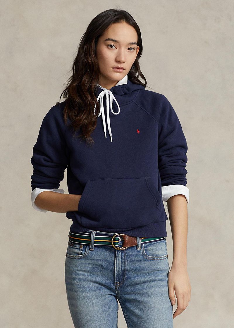 Sudadera Con Capucha Polo Ralph Lauren Mujer Shrunken Fit Fleece Chile Azul Marino QAXHO-5749